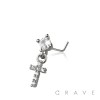 CZ CROSS DANGLE CZ 316L SURGICAL STEEL L-SHAPE NOSE RING